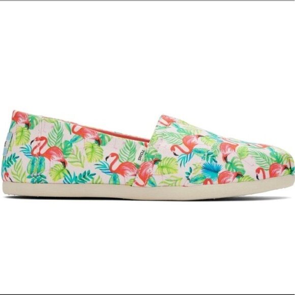 NIB Toms x Paper Source Alpargata Slip-On Sz 9 Pink Flamingos - Picture 2 of 13